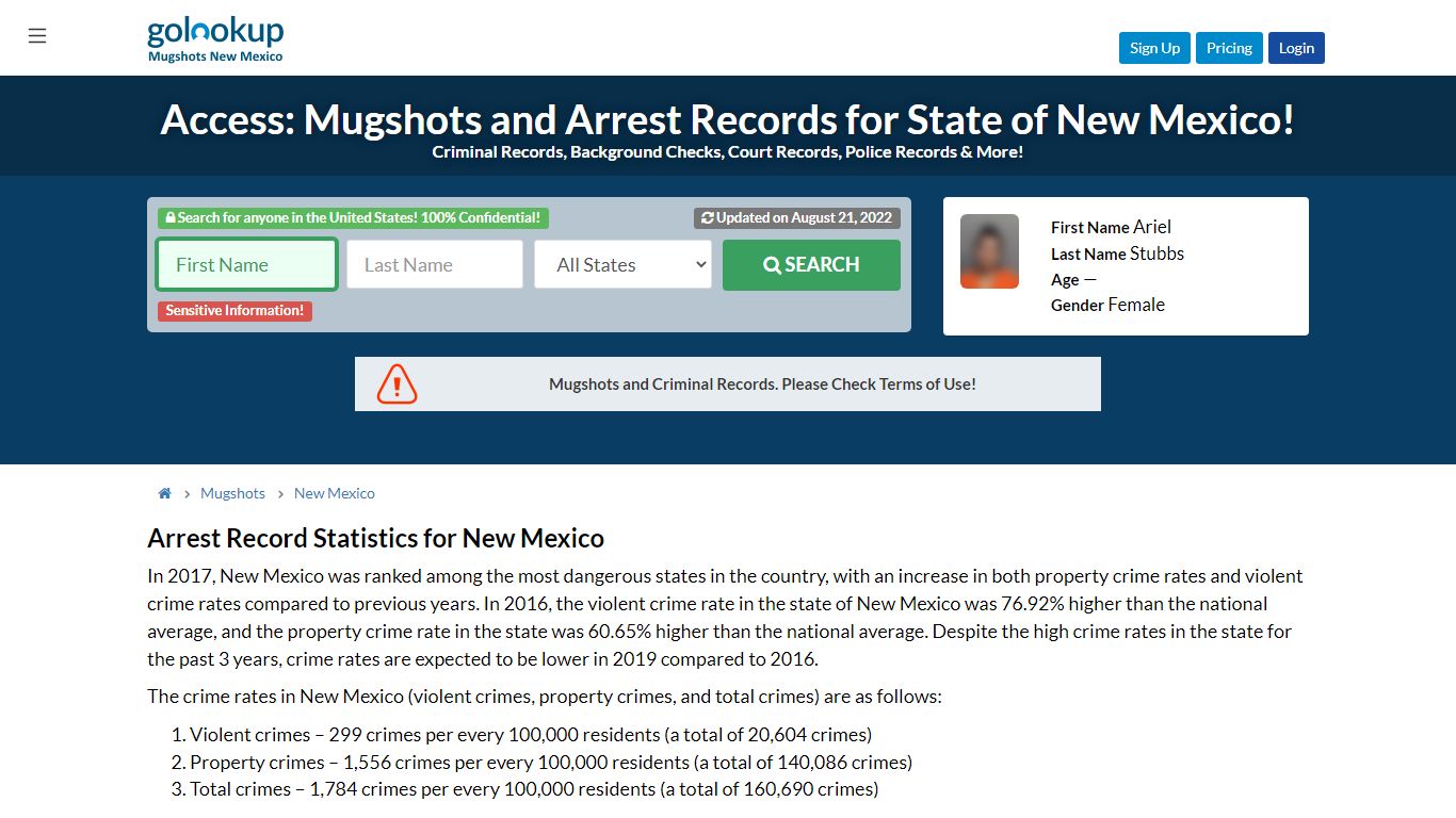 Access: Mugshots and Arrest Records for State of New Mexico! - GoLookUp